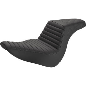 SADDLEMEN - STEP UP SEAT - BLACK, FRONT TUCK & ROLL, READ LATTICE STITCH - '18-20 FXLR & FLSB