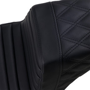 SADDLEMEN - STEP UP SEAT - BLACK, FRONT TUCK & ROLL, REAR LATTICE STITCHED - '18-20 FXBB & FXST