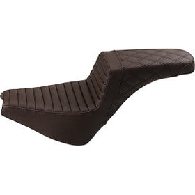 SADDLEMEN - STEP UP SEAT - BROWN, FRONT TUCK & ROLL, REAR LATTICE STITCHED - '18-20 FXBB - 0
