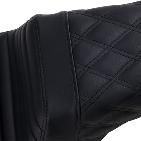 SADDLEMEN - STEP UP SEAT - BLACK, FRONT TUCK & ROLL, REAR LATTICE STITCH - '06-17 DYNA - 0