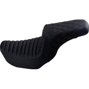 SADDLEMEN - STEP UP SEAT - BLACK, FRONT TUCK & ROLL, REAR LATTICE STITCH - '06-17 DYNA