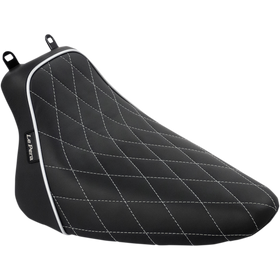 Le Pera Bare Bones Solo Seat Diamond Stitch w/ White Stitching/Piping Black Softail FL '08-'17