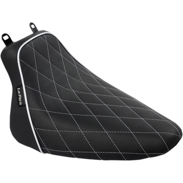 Le Pera Bare Bones Solo Seat Diamond Stitch w/ White Stitching/Piping Black Softail FL '08-'17