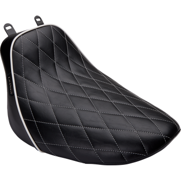 Le Pera Bare Bones Solo Seat Diamond Stitch w/ White Stitching/Piping Black Softail '18-'23