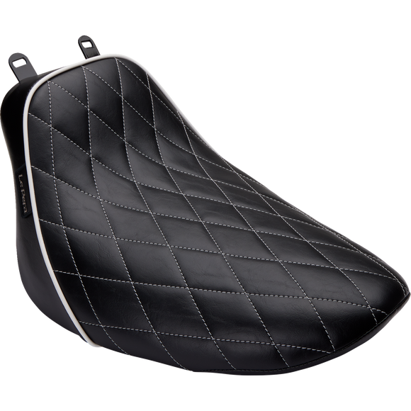 Le Pera Bare Bones Solo Seat Diamond Stitch w/ White Stitching/Piping Black Softail '18-'23