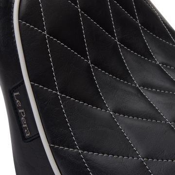 Le Pera Bare Bones Solo Seat Diamond Stitch w/ White Stitching/Piping Black Softail '18-'23