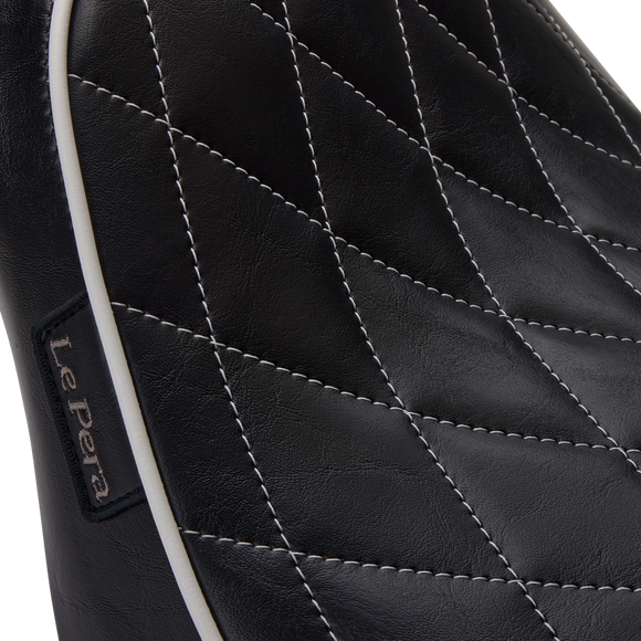 Le Pera Bare Bones Solo Seat Diamond Stitch w/ White Stitching/Piping Black Softail '18-'23
