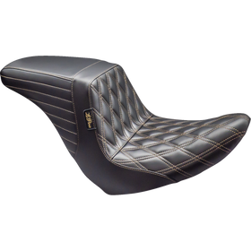 Le Pera Kickflip Up Front Seat Double Diamond w/ Chestnut Thread Black FL/FX '18-'24