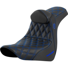 Saddlemen Pro Series Sdc Performance Seat w/ Backrest Blue Stitch FL/FX '18-'23