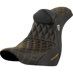 Saddlemen Pro Series Sdc Performance Seat w/ Backrest Gold Stitch FL/FX '18-'23