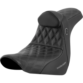 Saddlemen Pro Series Sdc Performance Seat w/ Backrest Gray Stitch FL/FX '18-'23