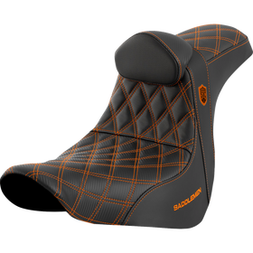 Saddlemen Pro Series Sdc Performance Seat w/ Backrest Orange Stitch FL/FX '18-'23