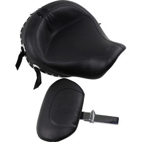 MUSTANG - WIDE SOLO SEAT WITH REMOVABLE DRIVERS BACKREST - STUDDED - '06-17 DYNA - 0