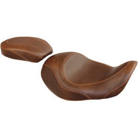 MUSTANG - WIDE TRIPPER SOLO SEAT WITH REMOVABLE DRIVERS BACKREST - BROWN, SMOOTH - '06-17 DYNA