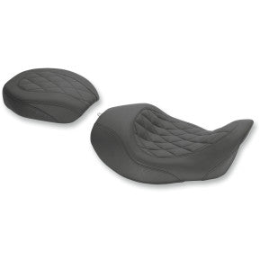 MUSTANG - WIDE TRIPPER SOLO SEAT WITH REMOVABLE BACKREST - BLACK, DIAMOND STITCH - '06-17 DYNA - 0