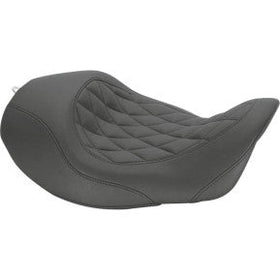 MUSTANG - WIDE TRIPPER SOLO SEAT WITH REMOVABLE BACKREST - BLACK, DIAMOND STITCH - '06-17 DYNA
