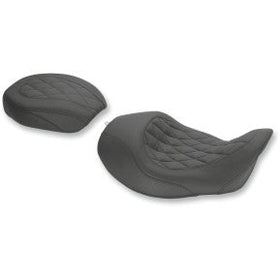 MUSTANG - WIDE TRIPPER SOLO SEAT WITH REMOVABLE BACKREST - BLACK, DIAMOND STITCH - '06-17 DYNA