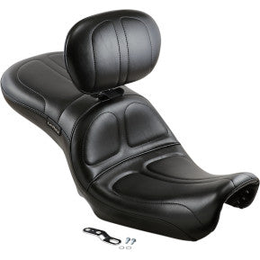 SADDLEMEN - MAVERICK 2-UP SEAT - BLACK STITCH WITH DRIVERS BACKREST - '06-17 DYNA