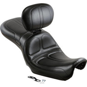 SADDLEMEN - MAVERICK 2-UP SEAT - BLACK STITCH WITH DRIVERS BACKREST - '06-17 DYNA