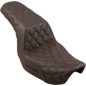 SADDLEMEN - STEP UP SEAT - BROWN, LATTICE STITCHED - '06-16 DYNA