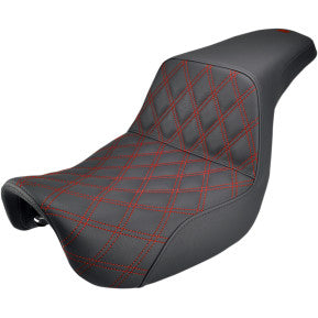 SADDLEMEN - STEP UP SEAT - LATTICE STITCHED, RED THREAD - '06-17 FXD, FLD, & FXDWG