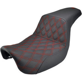 SADDLEMEN - STEP UP SEAT - LATTICE STITCHED, RED THREAD - '06-17 FXD, FLD, & FXDWG