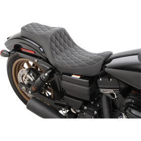 DRAG - PREDATOR III SEAT - DOUBLE DIAMON STITCH, SILVER THREAD - '06-17 DYNA
