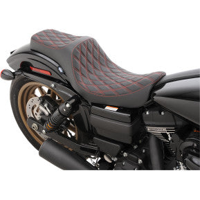 DRAG - PREDATOR III SEAT - DOUBLE DIAMND STITCH, RED THREAD - '06-17 DYNA