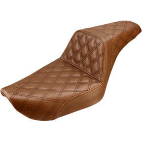 SADDLEMEN - STEP UP SEAT - BROWN, LATTICE STITCH - '96-03 FXD