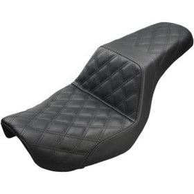 SADDLEMEN - STEP UP SEAT - BLACK, LATTICE STITCH - '04-05 FXD