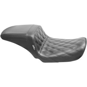 LE PERA - KICKFLIP SEAT - BLACK, DOUBLE DIAMOND STITCH - '06-17 DYNA