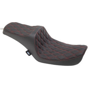 DRAG - PREDATOR III SEAT - DOUBLE DIAMOND STITCH, RED THREAD - '96-03 DYNA