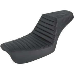 SADDLEMEN - STEP UP SEAT - BLACK, FRONT TUCK & ROLL, REAR LATTICE STITCH - '04-05 DYNA