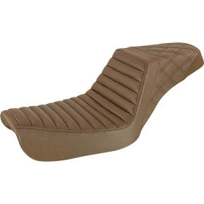 SADDLEMEN - STEP UP SEAT - BROWN, FRONT TUCK & ROLL, REAR LATTICE STITCH - '04-05 DYNA