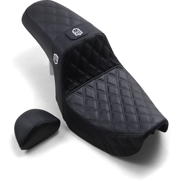 Saddlemen Pro Series Sdc Performance Seat w/ Backrest Lattice Stitch/Lumbar Gripper FLD/FXD '06-'17