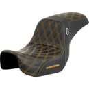 Saddlemen Pro Series Sdc Performance Seat Carbon Fiber/Lumbar Gripper Gold Stitch Dyna '06-'17