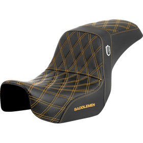 Saddlemen Pro Series Sdc Performance Seat Carbon Fiber/Lumbar Gripper Gold Stitch Dyna '06-'17