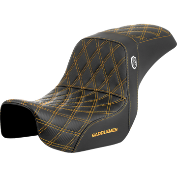 Saddlemen Pro Series Sdc Performance Seat Carbon Fiber/Lumbar Gripper Gold Stitch Dyna '06-'17