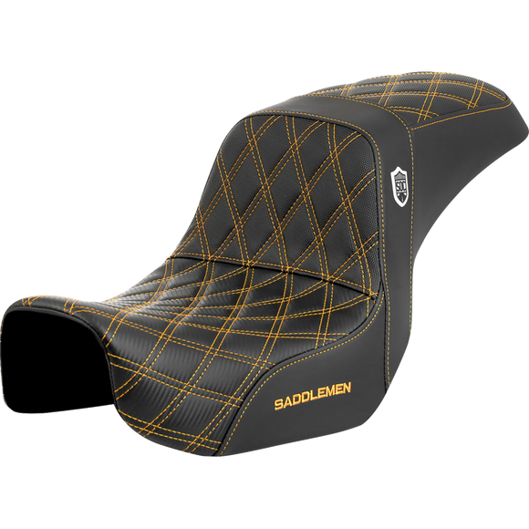 Saddlemen Pro Series Sdc Performance Seat Carbon Fiber/Lumbar Gripper Gold Stitch Dyna '06-'17