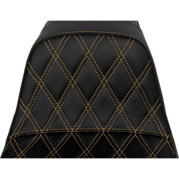 Saddlemen Pro Series Sdc Performance Seat Carbon Fiber/Lumbar Gripper Gold Stitch Dyna '06-'17
