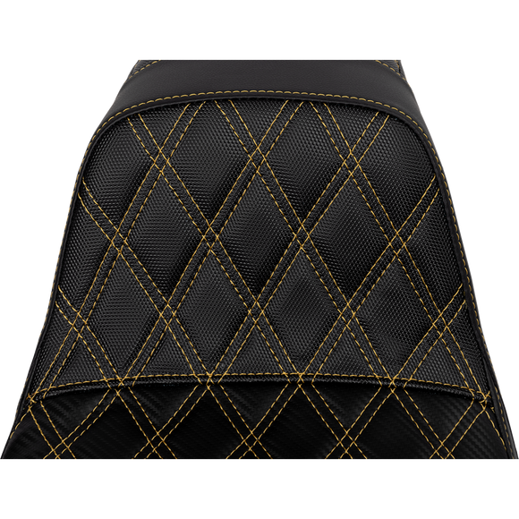 Saddlemen Pro Series Sdc Performance Seat Carbon Fiber/Lumbar Gripper Gold Stitch Dyna '06-'17