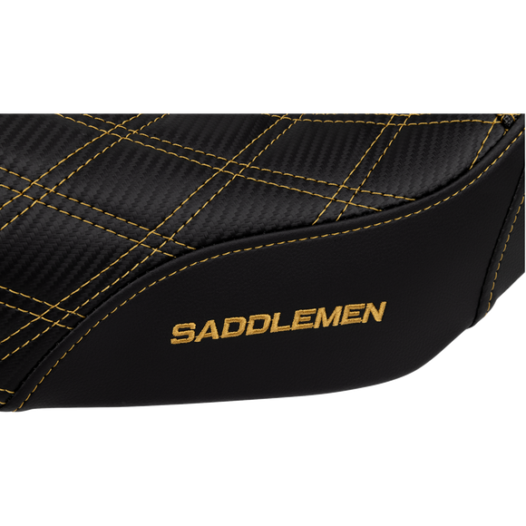 Saddlemen Pro Series Sdc Performance Seat Carbon Fiber/Lumbar Gripper Gold Stitch Dyna '06-'17