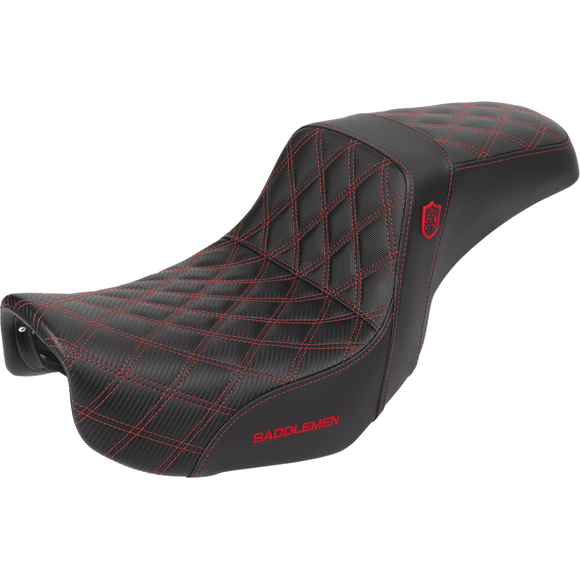 Saddlemen Pro Series Sdc Performance Seat Carbon Fiber/Lumbar Gripper Red Stitch Dyna '06-'17