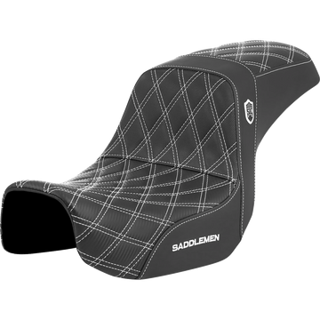 Saddlemen Pro Series Sdc Performance Seat Carbon Fiber/Lumbar Gripper White Stitch Dyna '06-'17