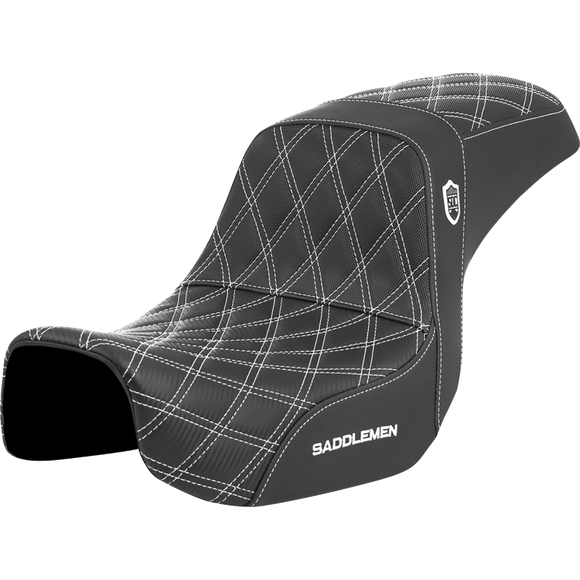 Saddlemen Pro Series Sdc Performance Seat Carbon Fiber/Lumbar Gripper White Stitch Dyna '06-'17