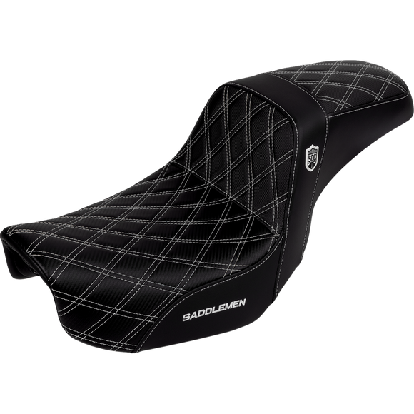 Saddlemen Pro Series Sdc Performance Seat Carbon Fiber/Lumbar Gripper White Stitch Dyna '06-'17