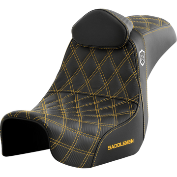 Saddlemen Pro Series Sdc Performance Seat w/ Backrest Gold Stitch Dyna '06-'17