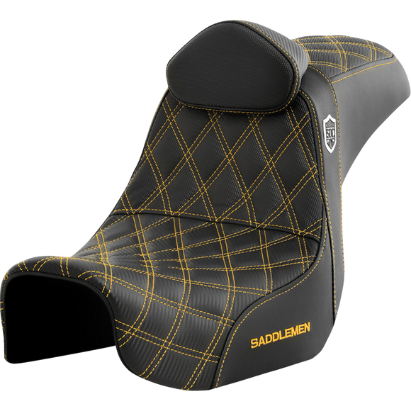 Saddlemen Pro Series Sdc Performance Seat w/ Backrest Gold Stitch Dyna '06-'17