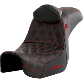 Saddlemen Pro Series Sdc Performance Seat w/ Backrest Red Stitch Dyna '06-'17