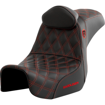 Saddlemen Pro Series Sdc Performance Seat w/ Backrest Red Stitch Dyna '06-'17